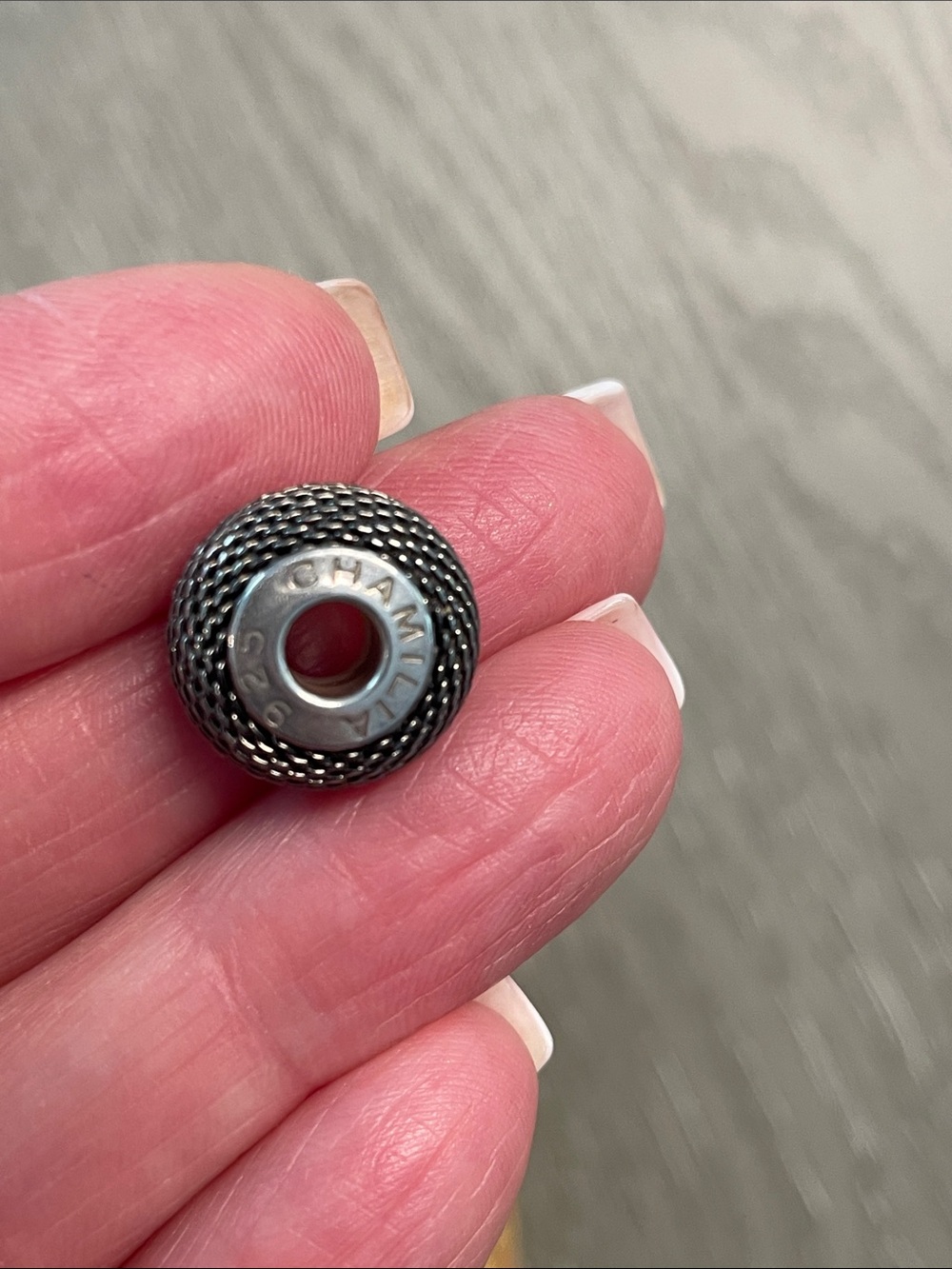 Chamilia 925 Asphalt Mesh Link Textured Bead Charm